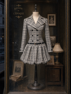 Vintage Chenille Plaid Low Waist Bubble Mini Dress