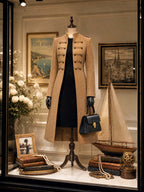 Vintage Suede Military Long Overcoat For Women