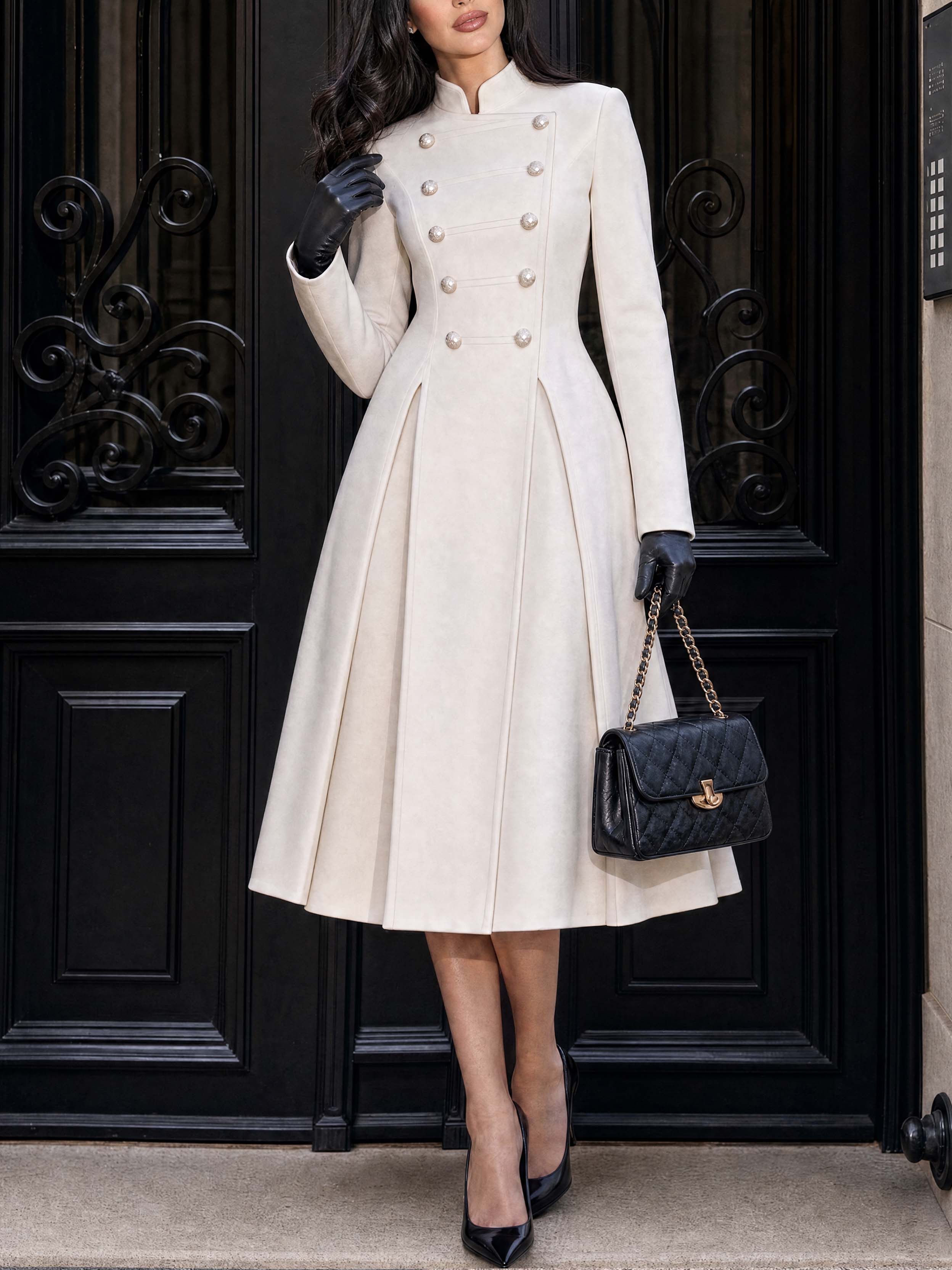 Vintage Military Wool Midi Coat Dress