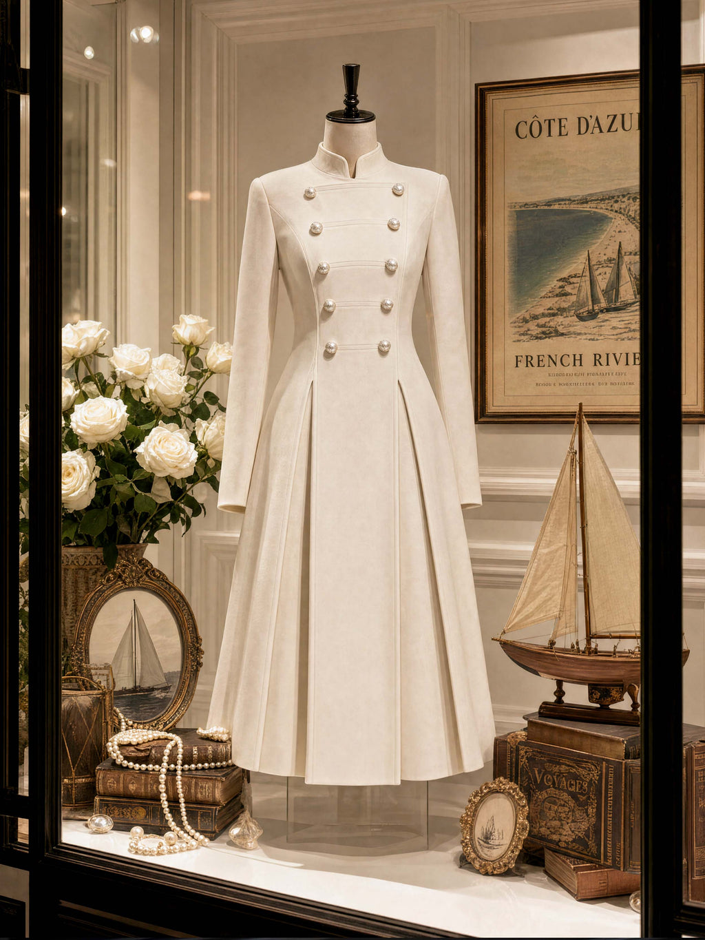 Vintage Military Wool Midi Coat Dress