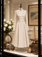 Vintage Military Wool Midi Coat Dress