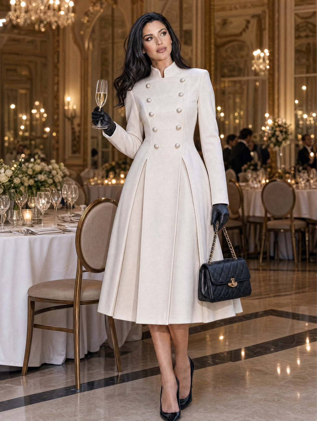 Vintage Military Wool Midi Coat Dress