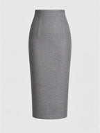 Vintage Gray Print Jacket Skirt Set
