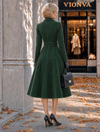 Vintage Green Belted Midi Shirt Dress