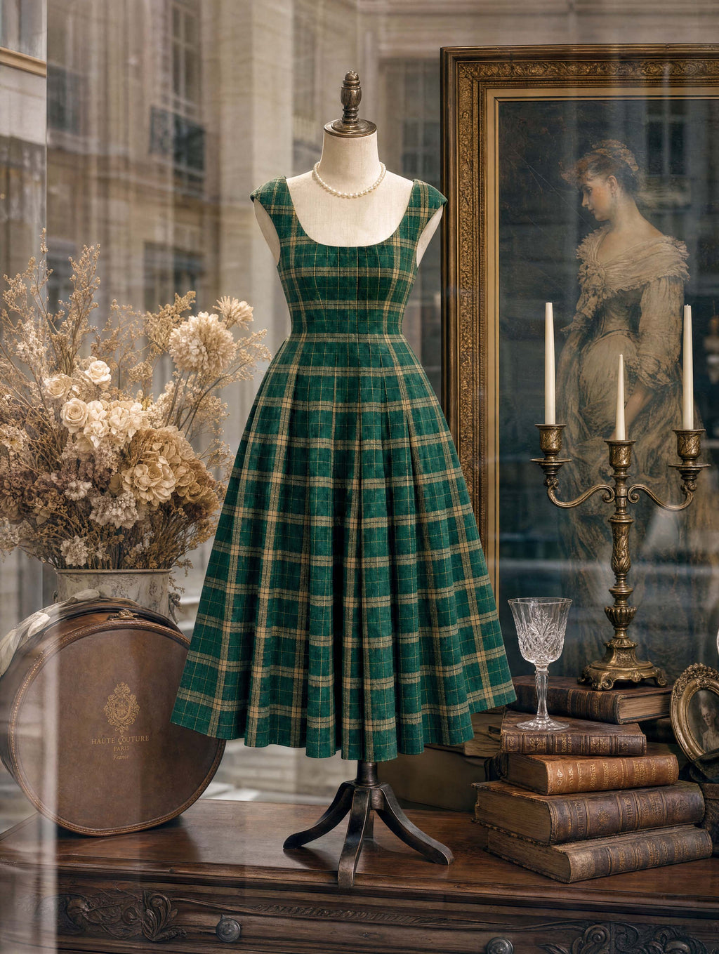 Vintage Plaid Midi Fit And Flare Dress
