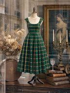Vintage Plaid Midi Fit And Flare Dress