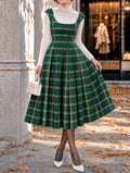 Vintage Plaid Midi Fit And Flare Dress