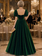 Vintage Emerald Velvet Maxi Evening Dress