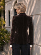 Vintage Mandarin Collar Frog Button Velvet Jacket
