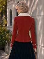 Vintage Red Military Braided Cropped Jacket