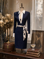 Retro Classic Sash‑Tie Midi Dressc
