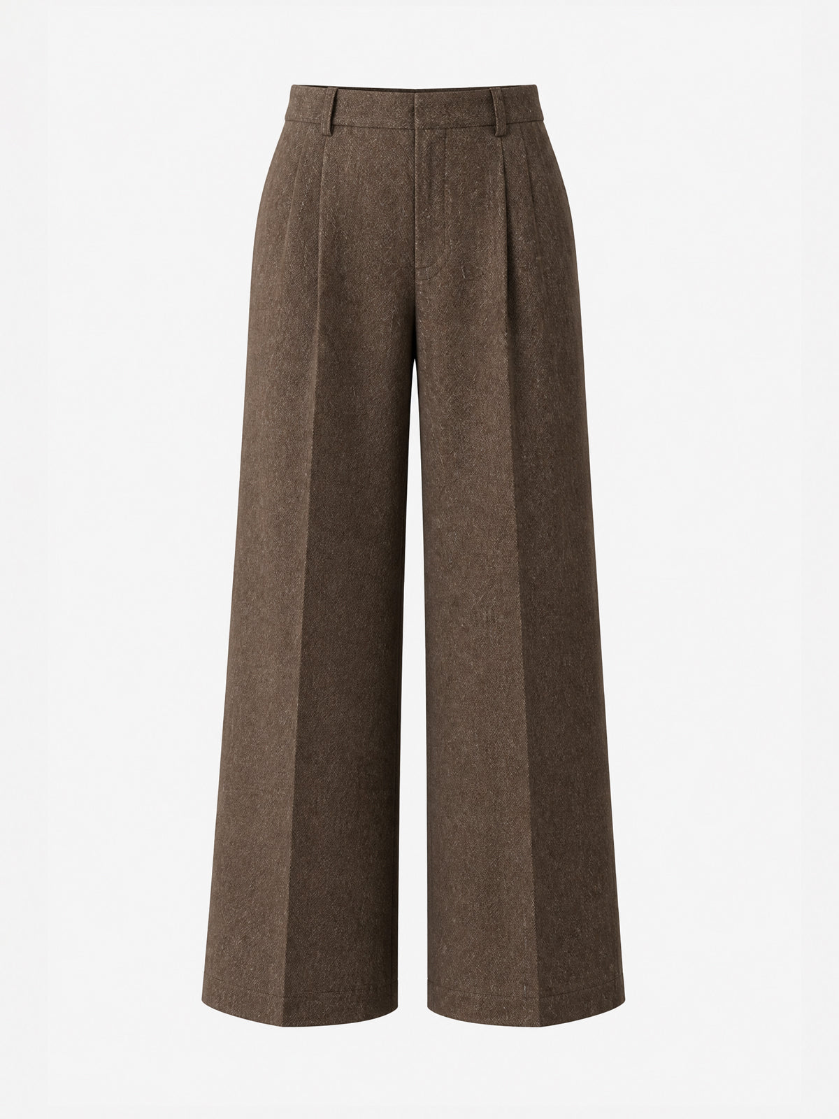 Vintage Pleated High-Waist Wool Wide-Leg Trousers