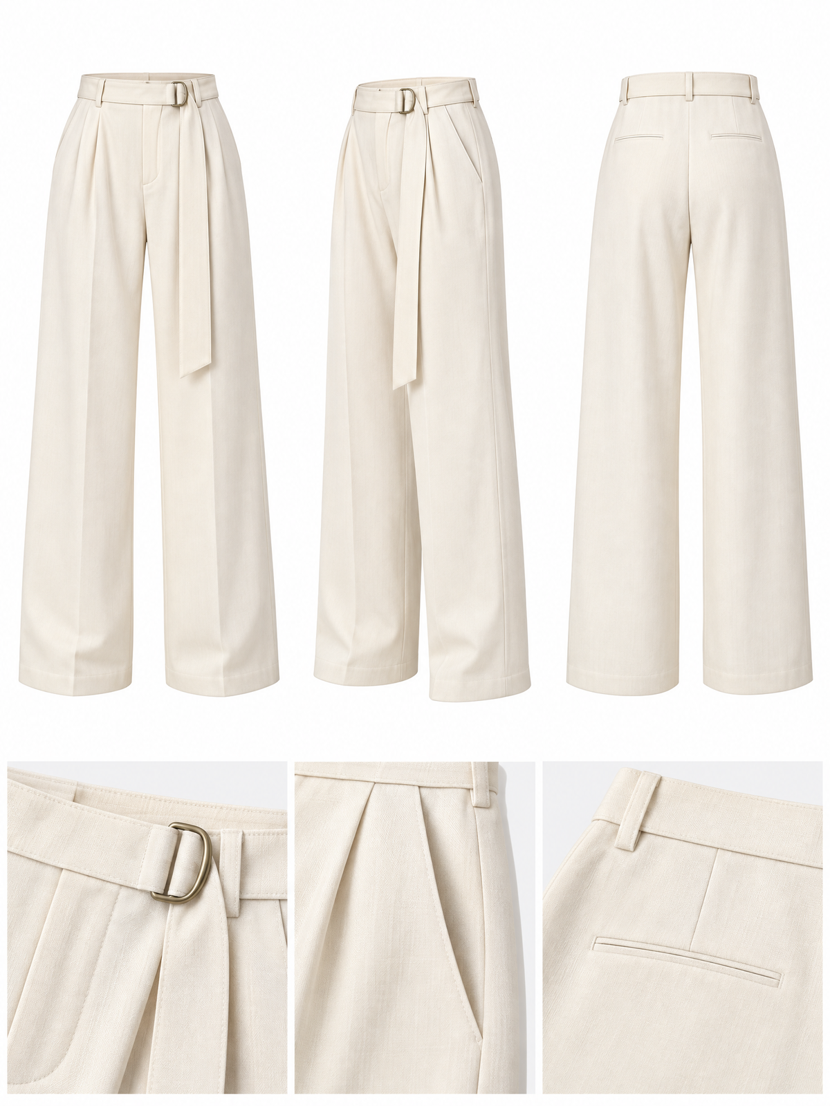 Vintage French Pleated High Waist Wide Leg Trousers