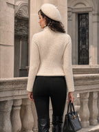 Vintage Cream Boucle Teddy Zip Cropped Jacket