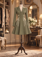 Vintage Slimming Lace-Up Blazer Collar Flare Mini Dress
