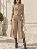 Vintage Pleated High-Waist Wool Wide-Leg Pants