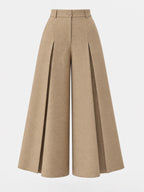 Vintage Pleated High-Waist Wool Wide-Leg Pants