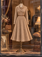 Vintage Wool Blend Turtleneck Midi Dress