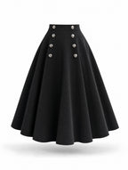 Retro Vintage Sailor Collar Midi Skirt Two‑Piece Outfit