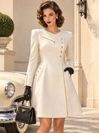 Vintage Gold-Zip Asymmetric Mini Dress