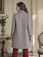 Retro Midi Leopard Print Women Wool‑Blend Coat