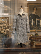Retro Midi Leopard Print Women Wool‑Blend Coat