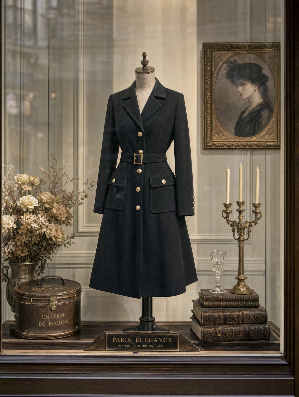 Retro Elegant Midi Belted Wool‑Blend Women Coat