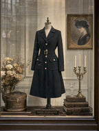 Retro Elegant Midi Belted Wool‑Blend Women Coat