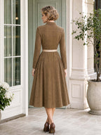 Retro Seamed Gathered Midi Woolen Women Coat