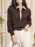Vintage Retro Half Zip Cable Knit Sweater