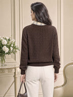 Vintage Retro Half Zip Cable Knit Sweater
