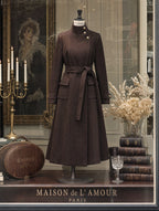 Retro Maxi Belted Stand Collar Wool Blend Coat