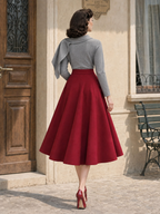 Vintage Irregular Lapel Top & A-line Skirt Suit
