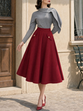 Vintage Irregular Lapel Top & A-line Skirt Suit