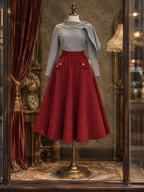 Vintage Irregular Lapel Top & A-line Skirt Suit
