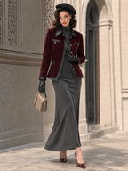 Vintage Velvet & PU Leather Spliced Jacket Coat