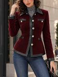 Vintage Velvet & PU Leather Spliced Jacket Coat