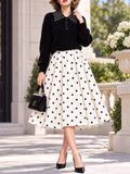 Retro Classic Polka‑Dot Swing Midi Skirt