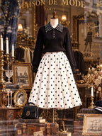 Retro Classic Polka‑Dot Swing Midi Skirt