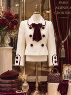 Intage Velvet-Bow Double-Breasted Mohair Knit Cardigan