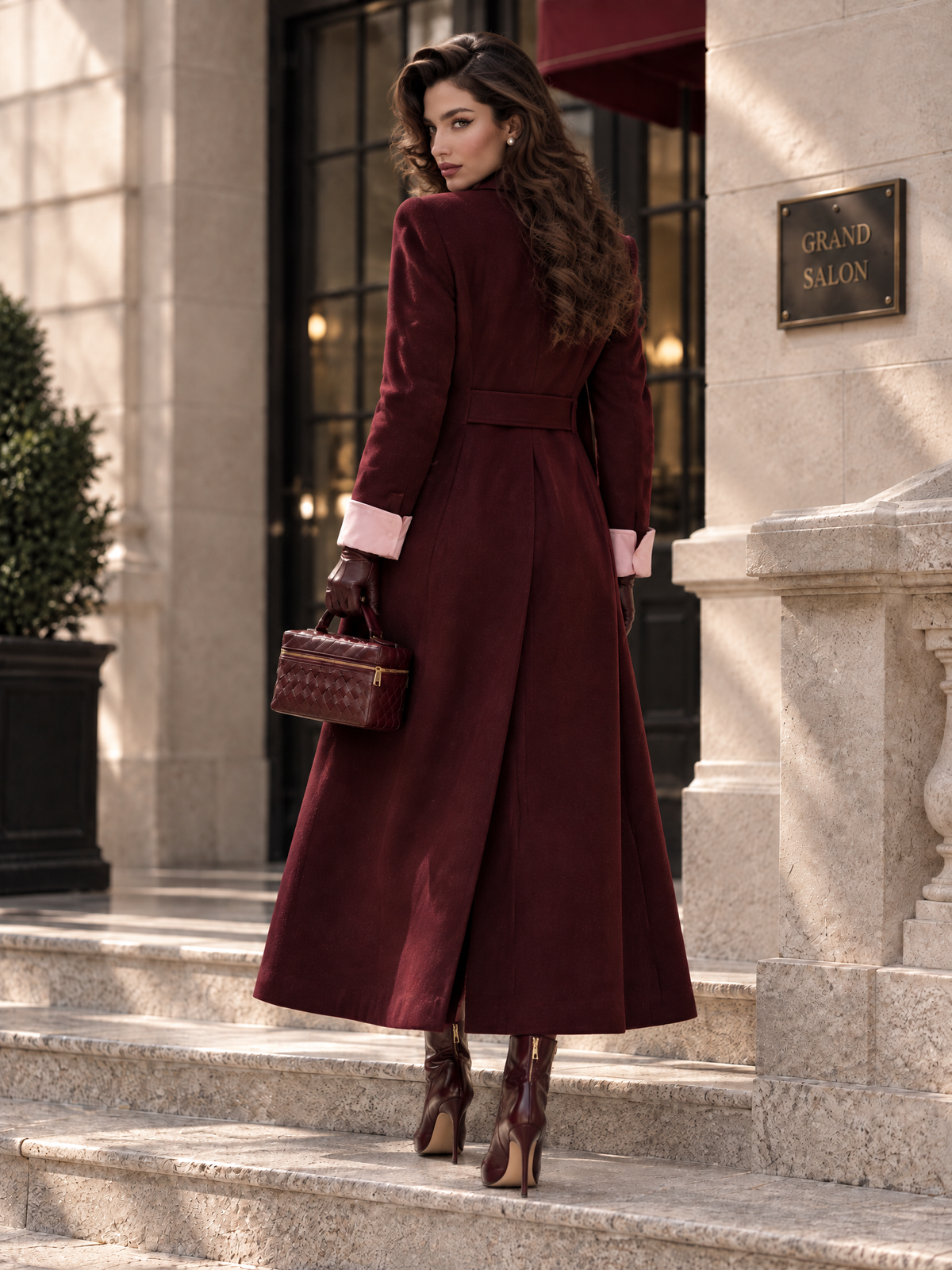 Vintage Color Block Patchwork Long Woolen Coat