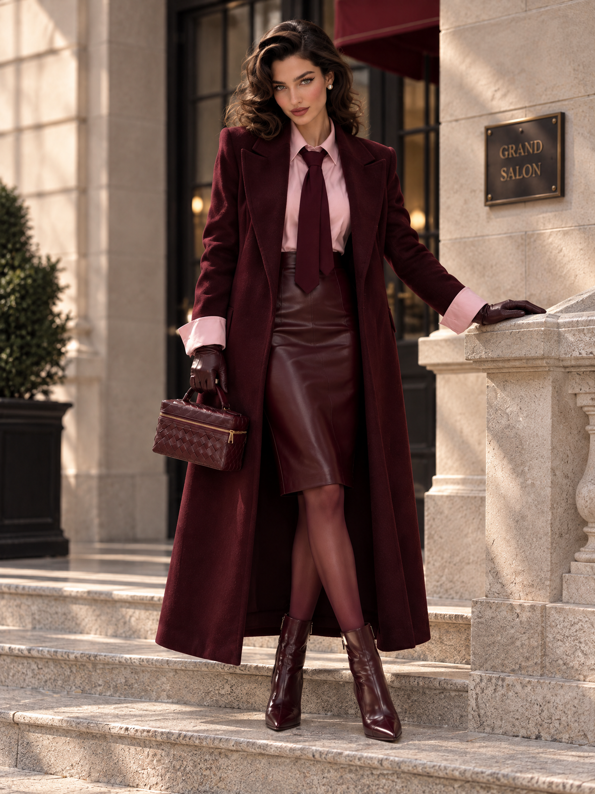 Vintage Color Block Patchwork Long Woolen Coat
