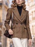 Retro Plaid Fitted Blazer Jacket