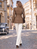 Retro Plaid Fitted Blazer Jacket