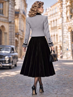 Retro Velvet Lapel Button Detail Short Coat