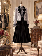 Retro Velvet Lapel Button Detail Short Coat