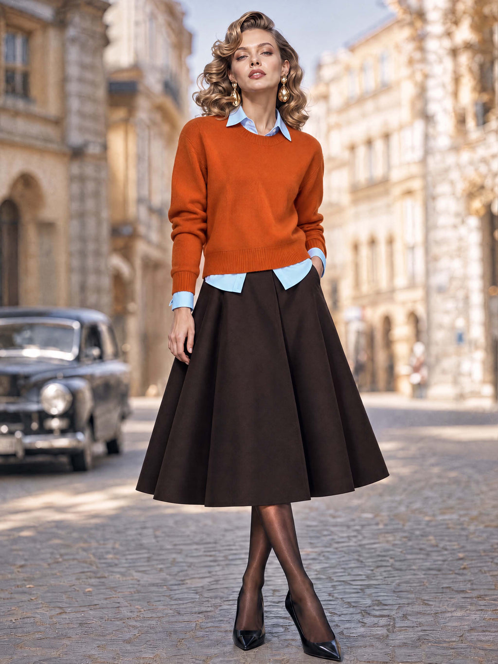 Retro Simple Solid Color Knit Pullover