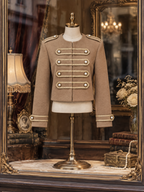 Vintage Double Breasted Epaulet Round Neck Blazer Coat