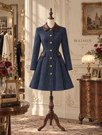 Retro Faux Leather Collar Mini Denim Dress