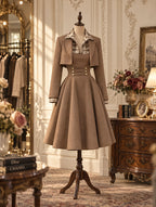 Retro Old Money Midi Two‑Piece Dress Suit